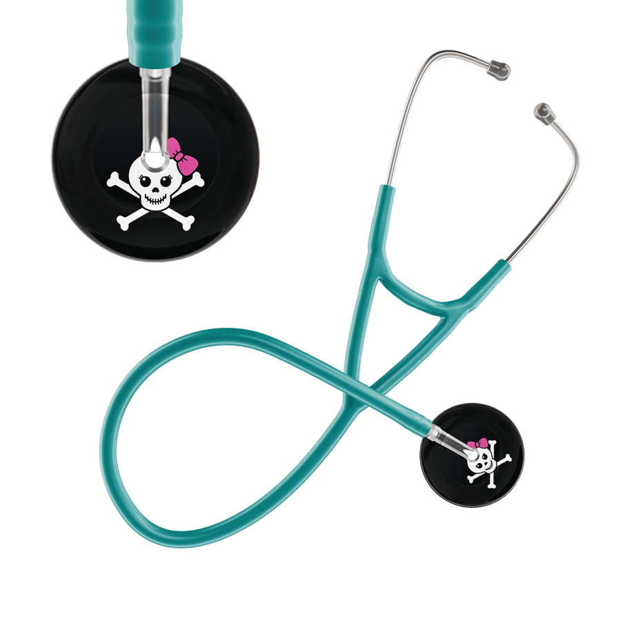 Ultrascope Single Stethoscope Hot Pink Bow Black Background / Adult / Jade Cute Skull Cardiology Stethoscope