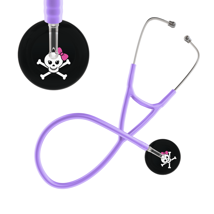Ultrascope Single Stethoscope Hot Pink Bow Black Background / Adult / Lavender Cute Skull Cardiology Stethoscope