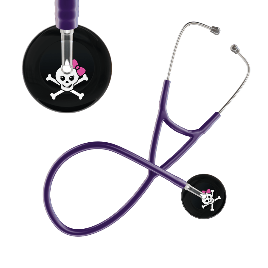 Ultrascope Single Stethoscope Hot Pink Bow Black Background / Adult / Purple Cute Skull Cardiology Stethoscope