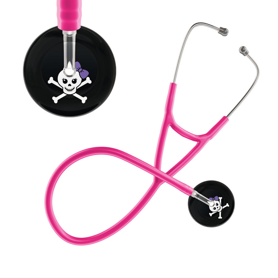 Ultrascope Single Stethoscope Lavender Bow Black Background / Adult / Hot Pink Cute Skull Cardiology Stethoscope