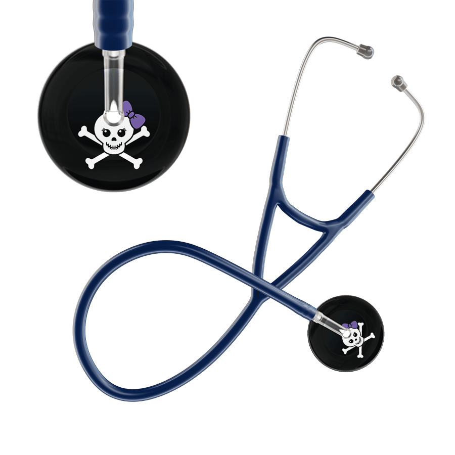 Ultrascope Single Stethoscope Lavender Bow Black Background / Adult / Navy Cute Skull Cardiology Stethoscope