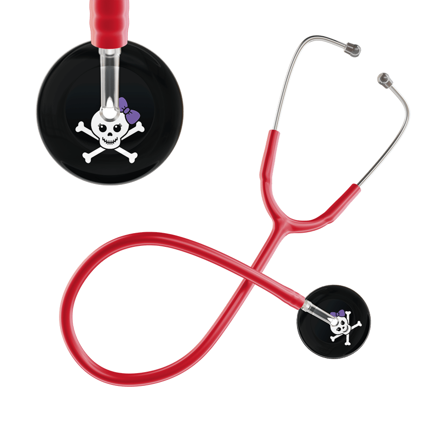 Ultrascope Single Stethoscope Lavender Bow Black Background / Adult / Red Cute Skull Stethoscope
