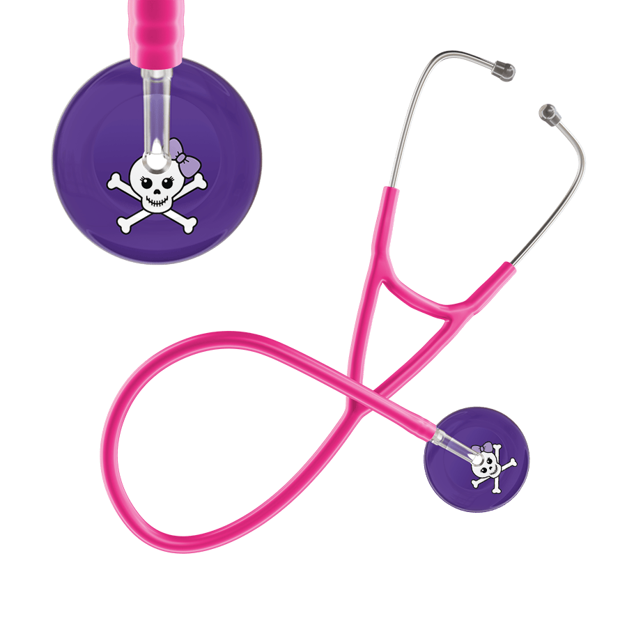 Ultrascope Single Stethoscope Lilac Bow Purple Background / Adult / Hot Pink Cute Skull Cardiology Stethoscope