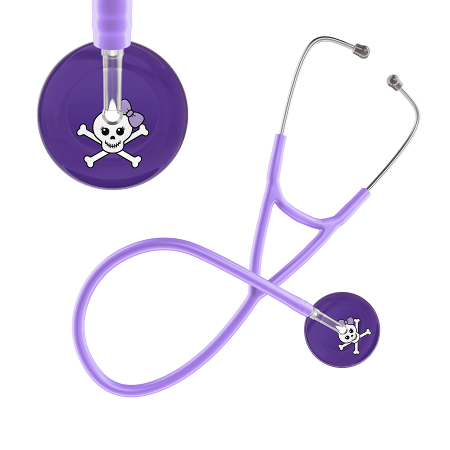 Ultrascope Single Stethoscope Lilac Bow Purple Background / Adult / Lavender Cute Skull Cardiology Stethoscope