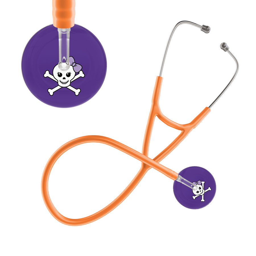 Ultrascope Single Stethoscope Lilac Bow Purple Background / Adult / Orange Cute Skull Cardiology Stethoscope