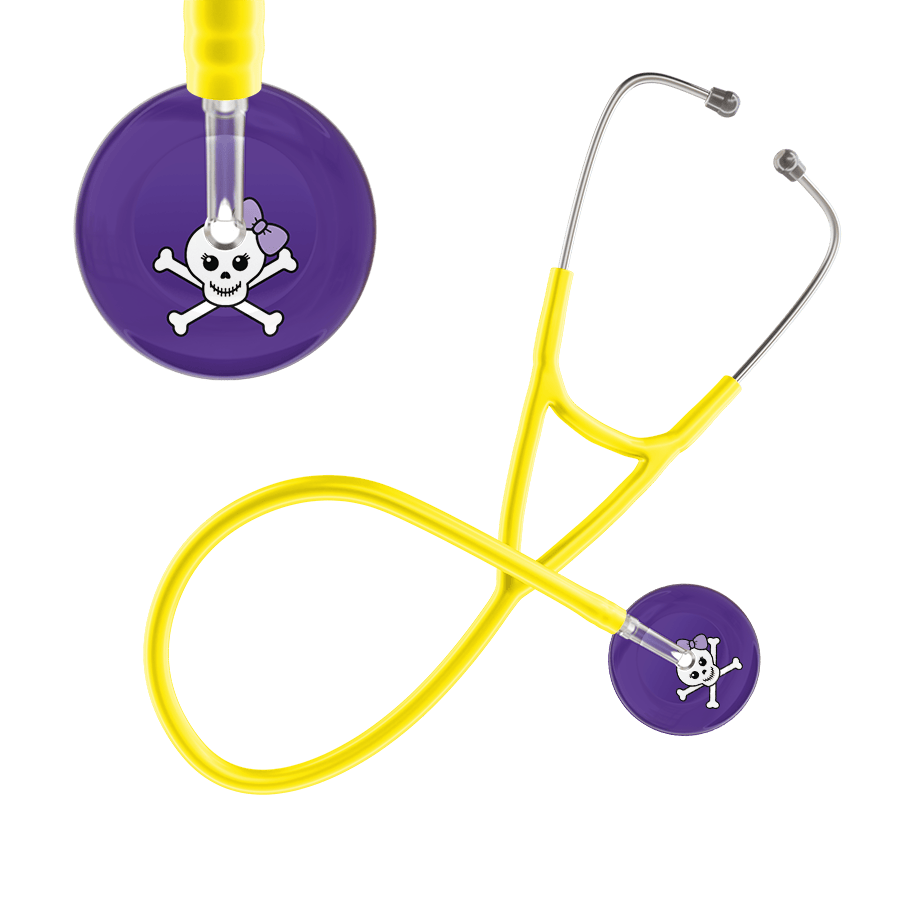 Ultrascope Single Stethoscope Lilac Bow Purple Background / Adult / Yellow Cute Skull Cardiology Stethoscope