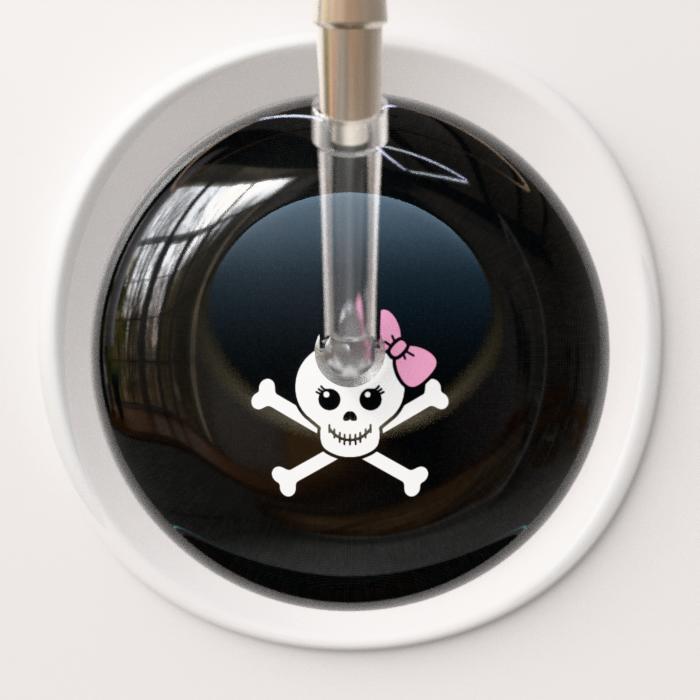 Ultrascope Stethoscope Head Light Pink Bow Black Background / Adult Cute Skull Stethoscope Head
