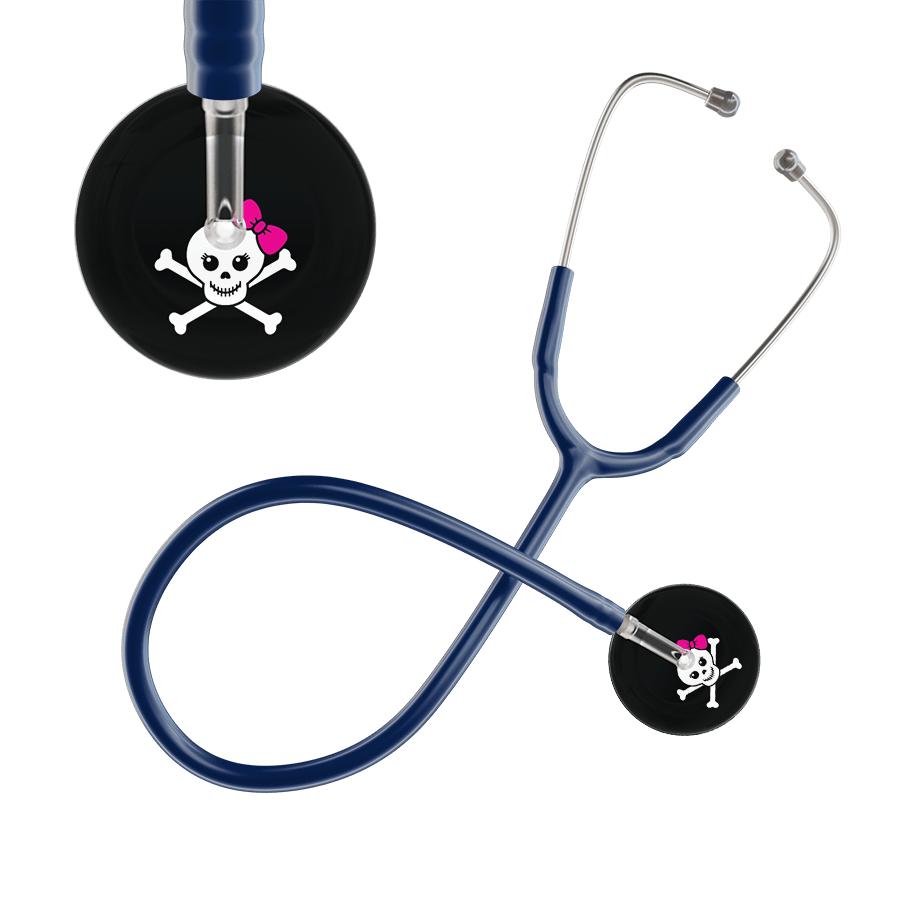 Ultrascope Single Stethoscope Magenta Bow Black Background / Adult / Navy Cute Skull Stethoscope