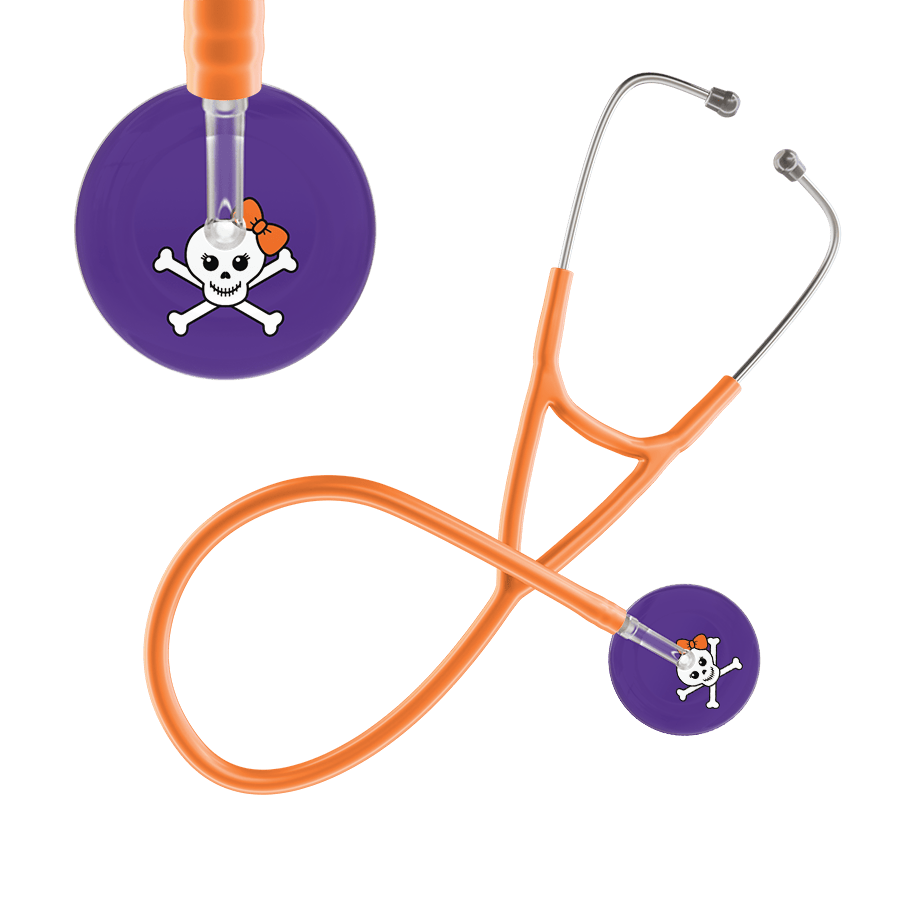 Ultrascope Single Stethoscope Tangerine Bow Purple Background / Adult / Orange Cute Skull Cardiology Stethoscope