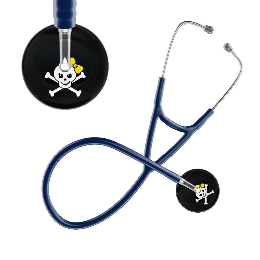 Ultrascope Single Stethoscope Yellow Bow Black Background / Adult / Navy Cute Skull Cardiology Stethoscope