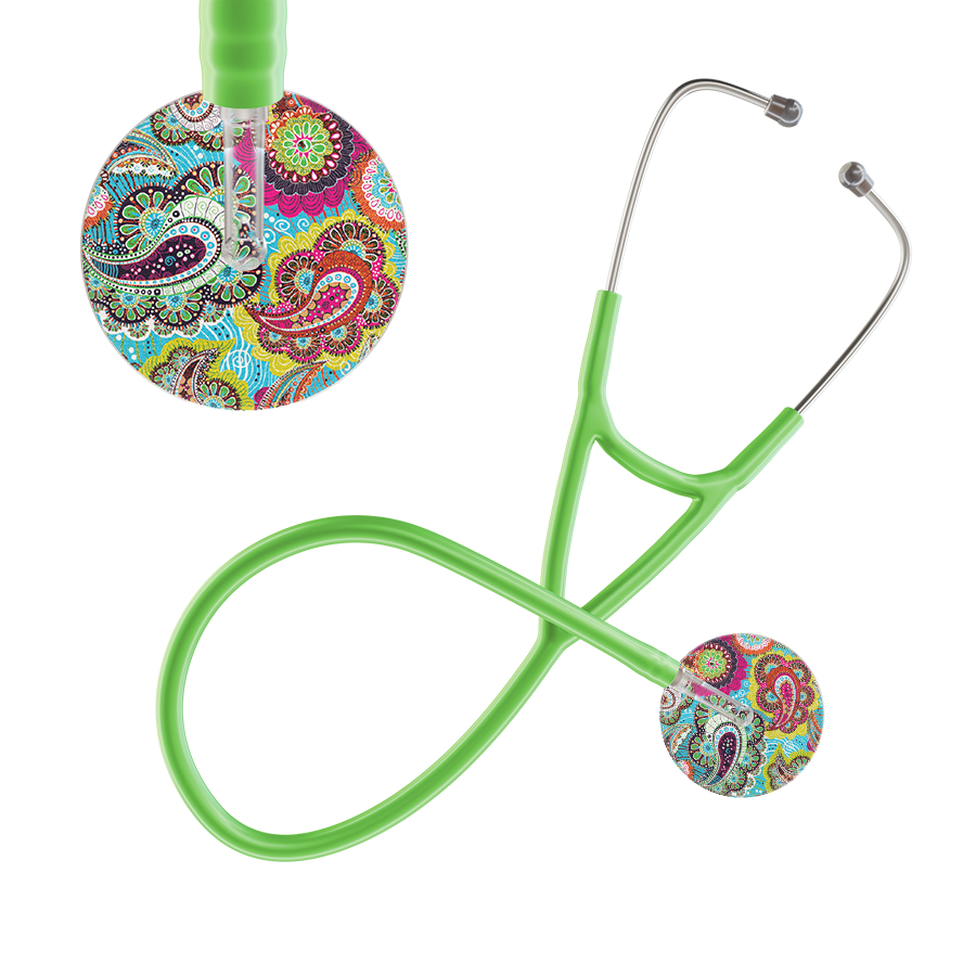 Ultrascope Single Stethoscope Paisley Blue Pattern / Adult / Lime Green Paisley Pattern Cardiology Stethoscope