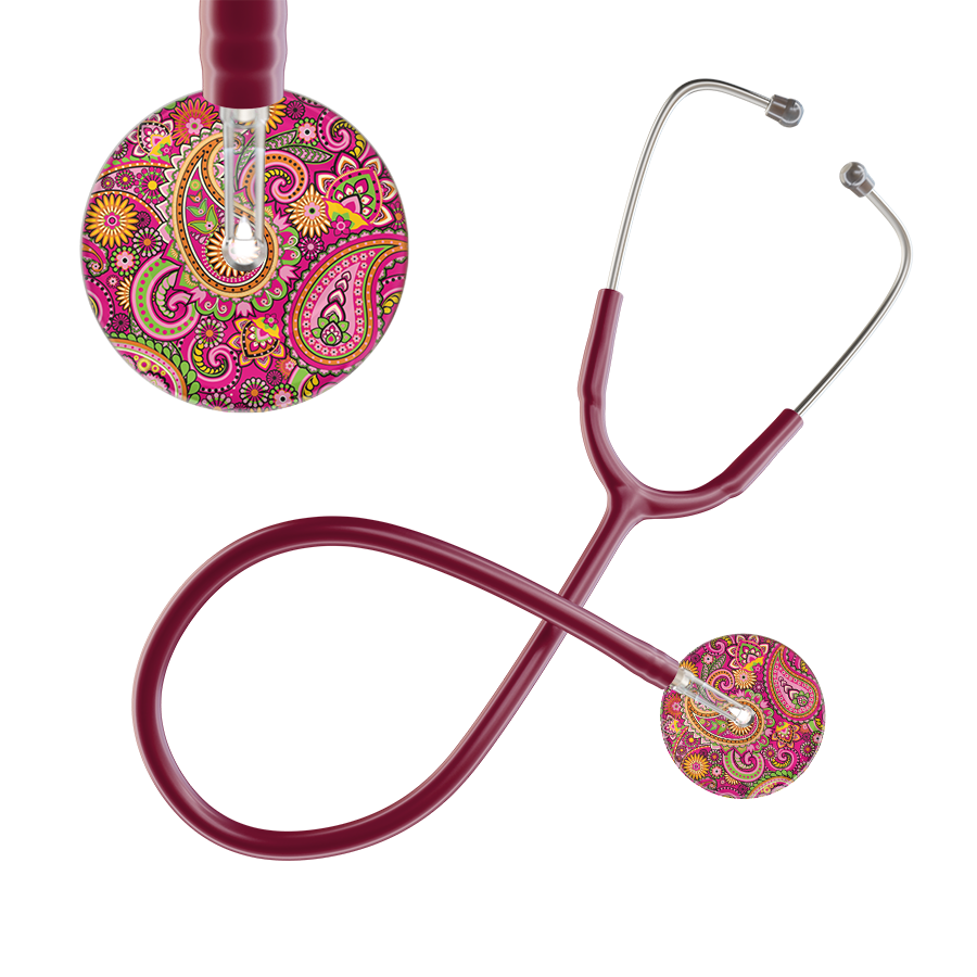 Ultrascope Single Stethoscope Paisley Hot Pink Pattern / Adult / Burgundy Paisley Pattern Stethoscope