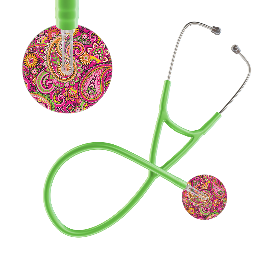 Ultrascope Single Stethoscope Paisley Hot Pink Pattern / Adult / Lime Green Paisley Pattern Cardiology Stethoscope