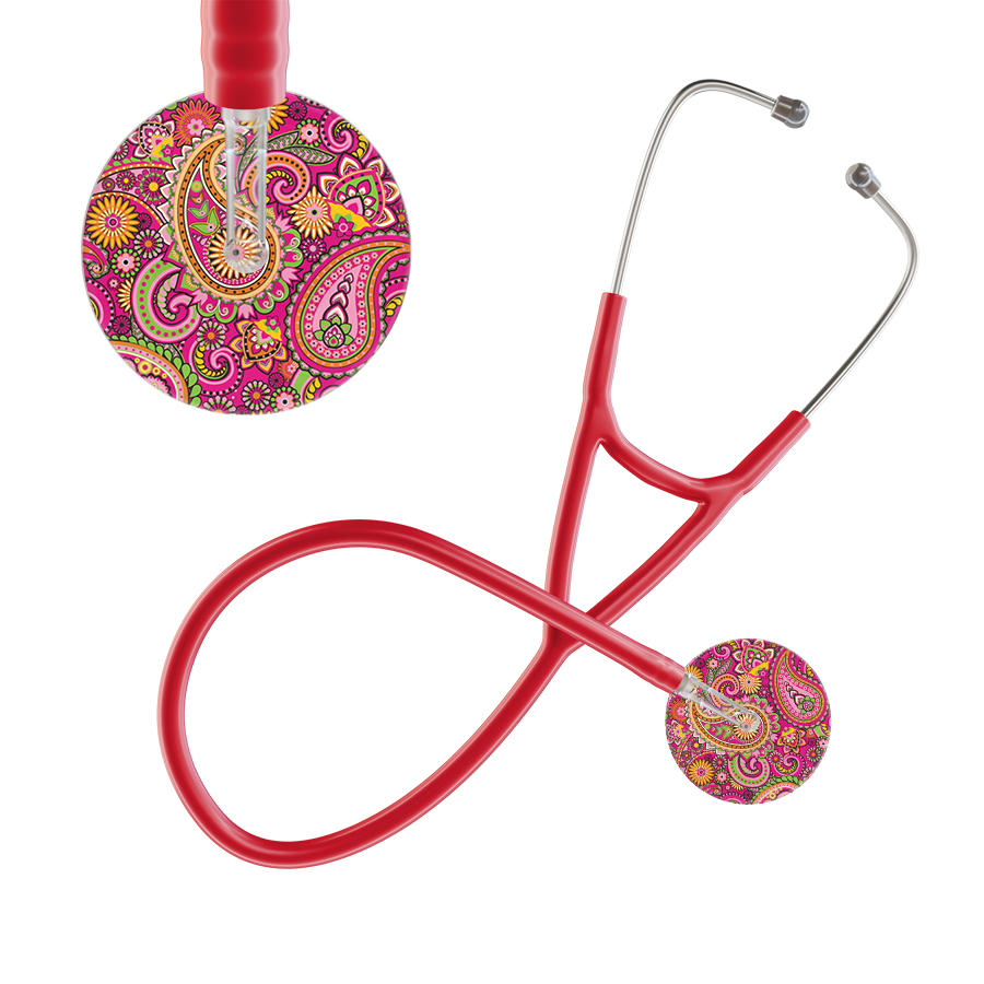 Ultrascope Single Stethoscope Paisley Hot Pink Pattern / Pediatric / Red Paisley Pattern Cardiology Stethoscope