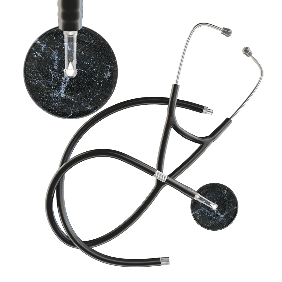 Ultrascope Single Stethoscope Black Marble / Adult / Black Extended Tubing Marble Cardiology Stethoscope