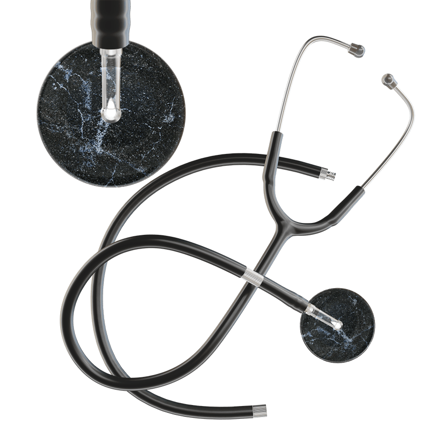 Ultrascope Single Stethoscope Black Marble / Adult / Black Extended Tubing Marble Stethoscope