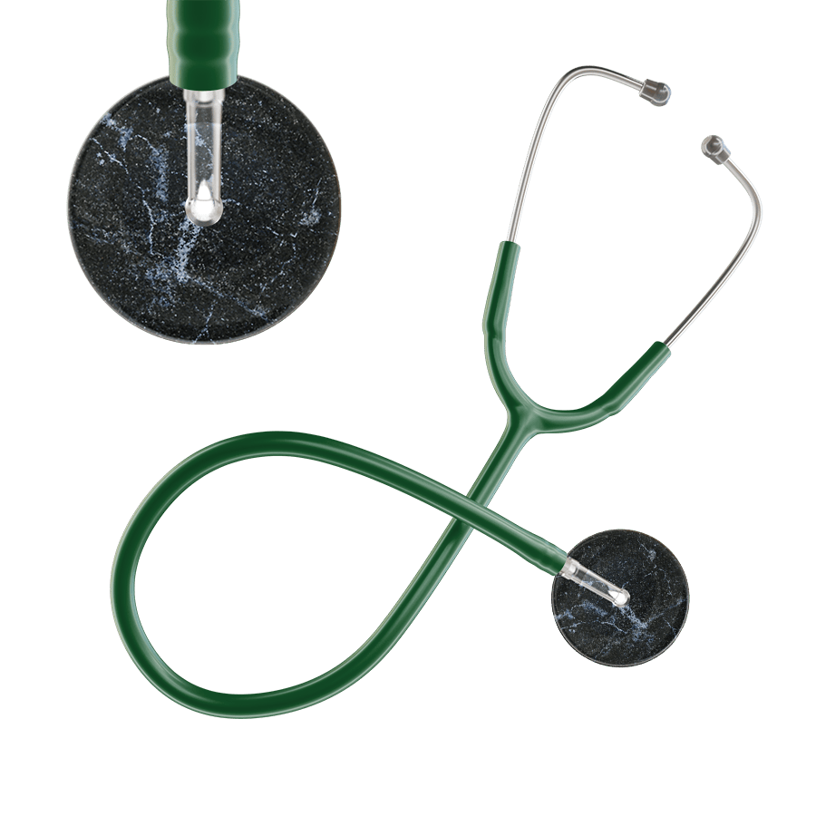 Ultrascope Single Stethoscope Black Marble / Adult / Dark Green Marble Stethoscope