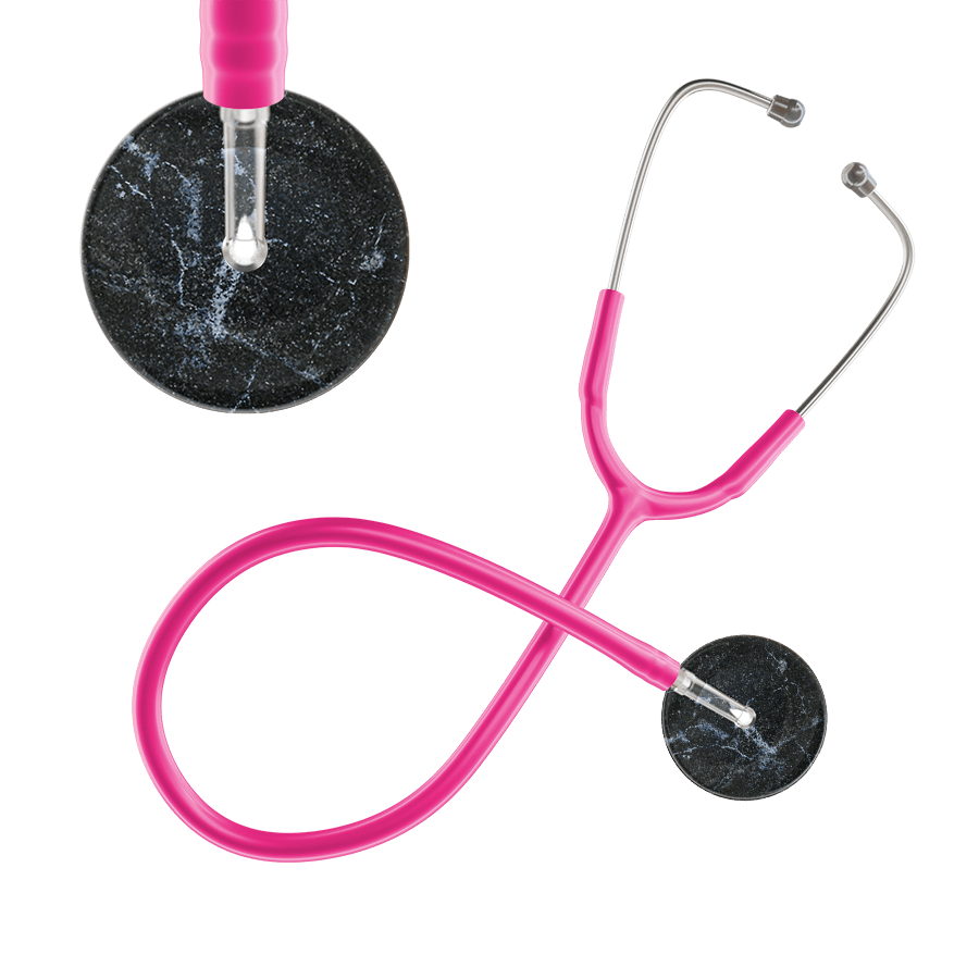 Ultrascope Single Stethoscope Black Marble / Adult / Hot Pink Marble Stethoscope