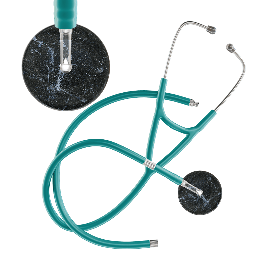 Ultrascope Single Stethoscope Black Marble / Adult / Jade Extended Tubing Marble Cardiology Stethoscope