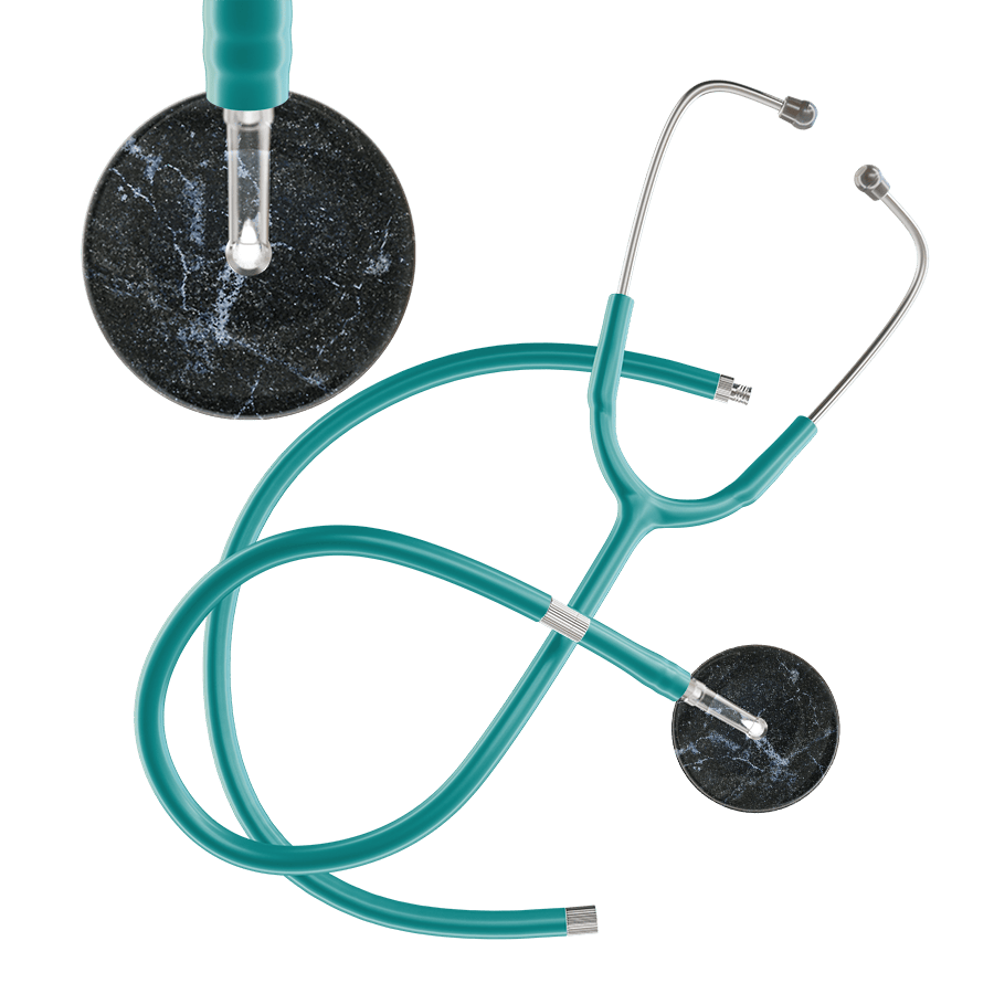 Ultrascope Single Stethoscope Black Marble / Adult / Jade Extended Tubing Marble Stethoscope