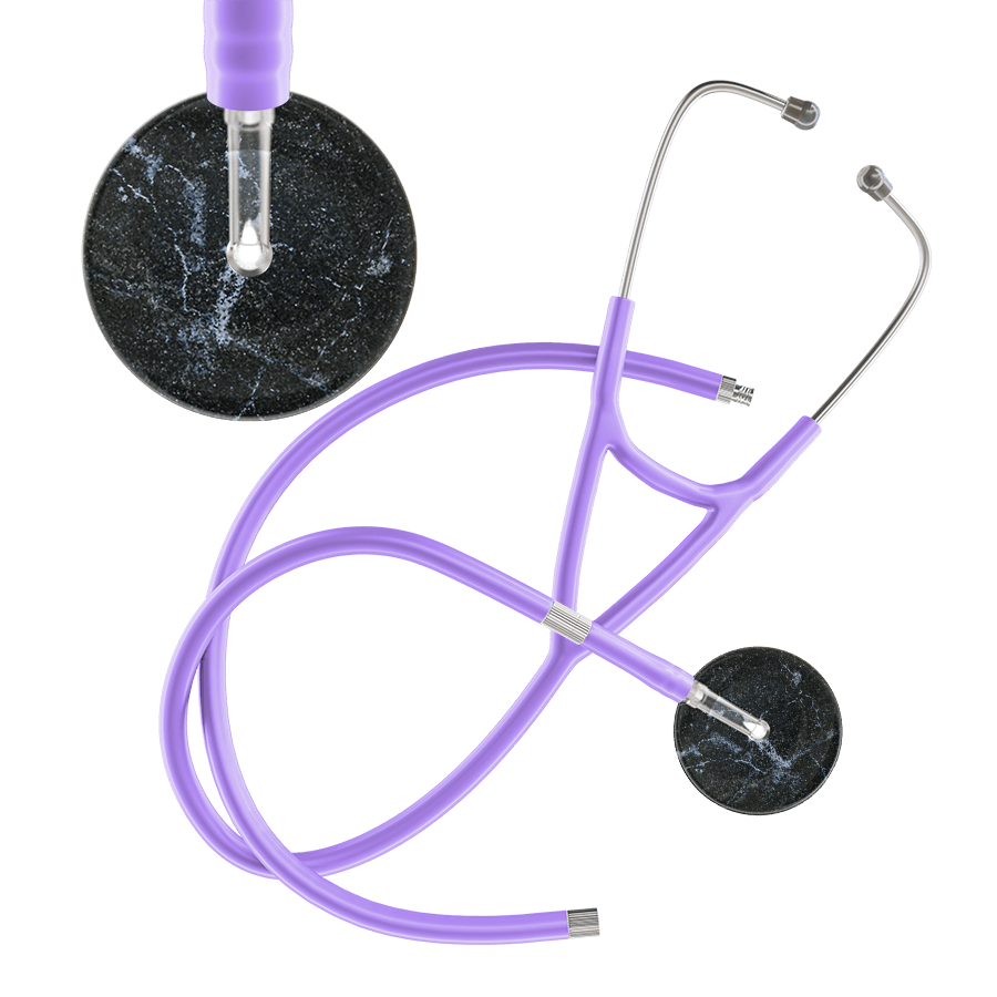 Ultrascope Single Stethoscope Black Marble / Adult / Lavender Extended Tubing Marble Cardiology Stethoscope