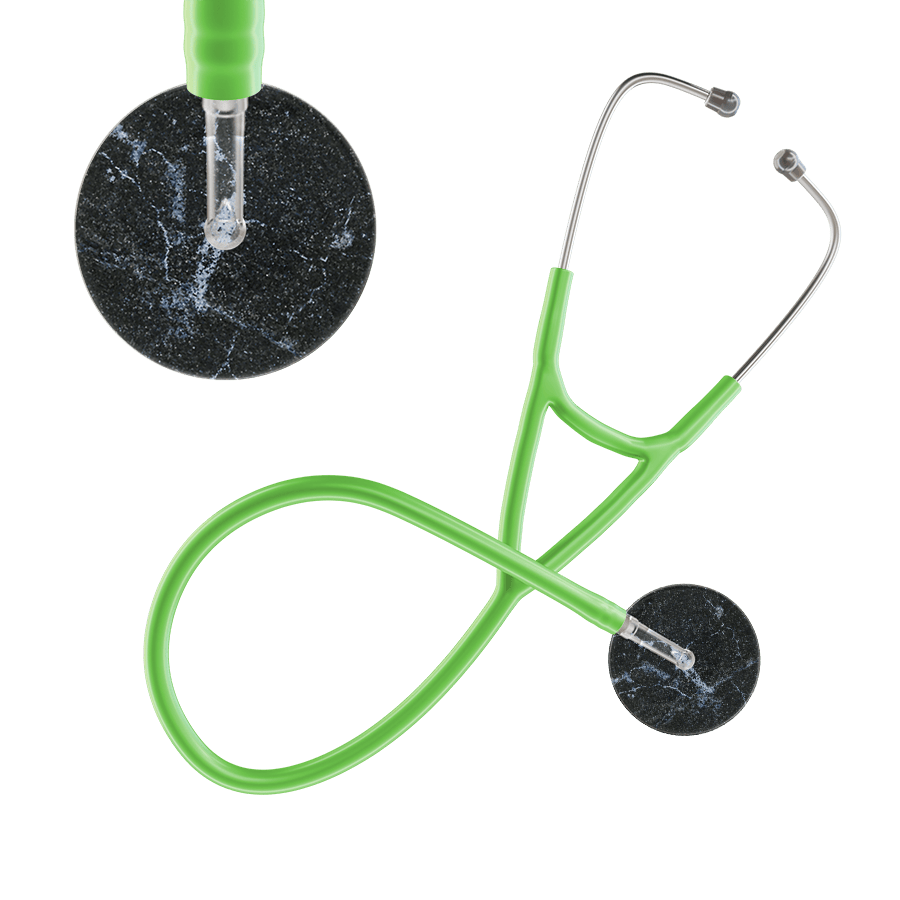 Ultrascope Single Stethoscope Black Marble / Adult / Lime Green Marble Cardiology Stethoscope