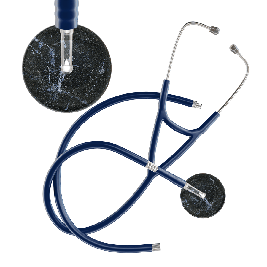Ultrascope Single Stethoscope Black Marble / Adult / Navy Extended Tubing Marble Cardiology Stethoscope