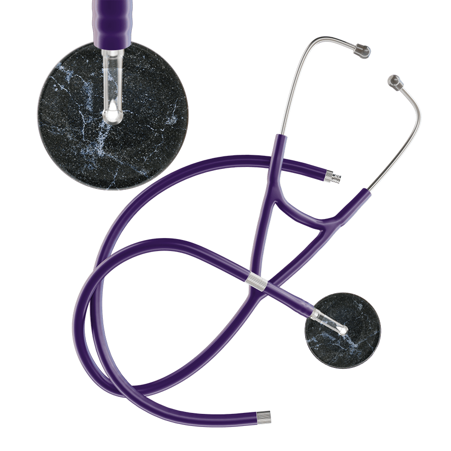 Ultrascope Single Stethoscope Black Marble / Adult / Purple Extended Tubing Marble Cardiology Stethoscope
