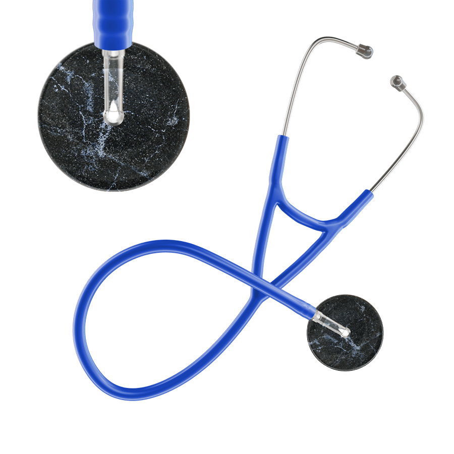 Ultrascope Single Stethoscope Black Marble / Adult / Royal Blue Marble Cardiology Stethoscope