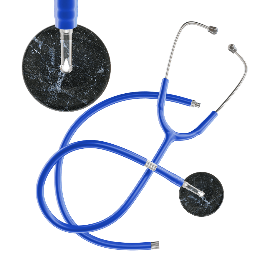 Ultrascope Single Stethoscope Black Marble / Adult / Royal Blue Extended Tubing Marble Stethoscope