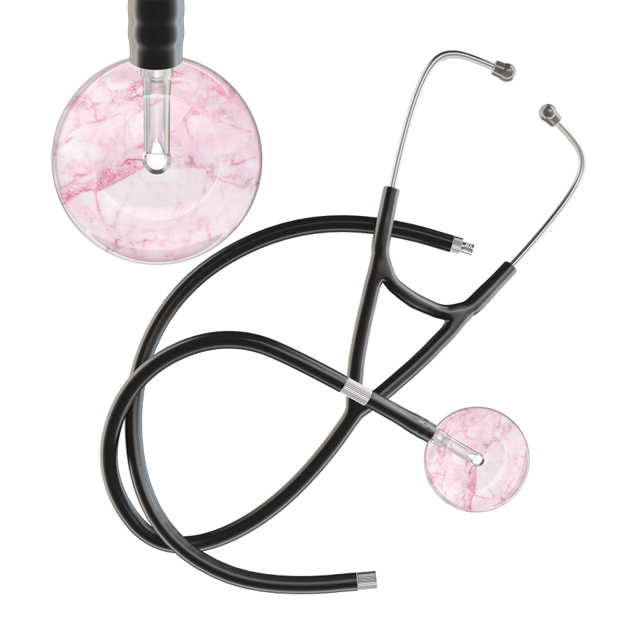 Ultrascope Single Stethoscope Light Pink Marble / Adult / Black Extended Tubing Marble Cardiology Stethoscope