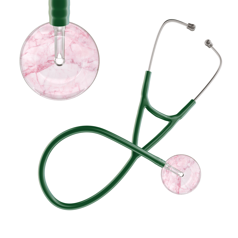 Ultrascope Single Stethoscope Light Pink Marble / Adult / Dark Green Marble Cardiology Stethoscope