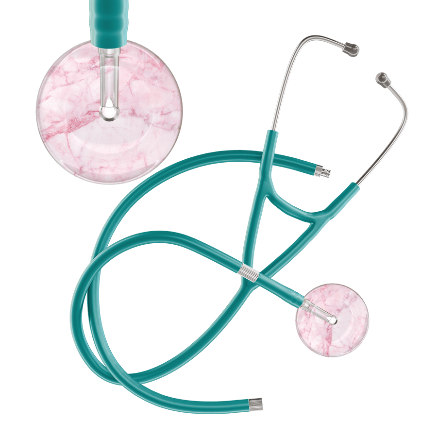 Ultrascope Single Stethoscope Light Pink Marble / Adult / Jade Extended Tubing Marble Cardiology Stethoscope