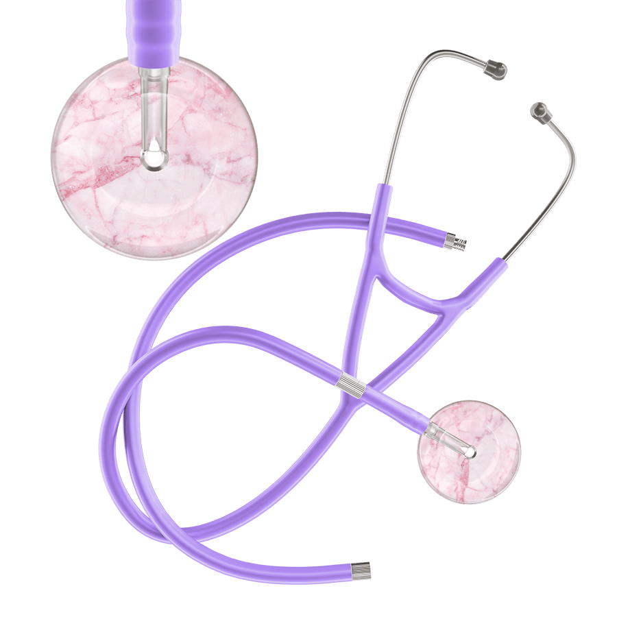 Ultrascope Single Stethoscope Light Pink Marble / Adult / Lavender Extended Tubing Marble Cardiology Stethoscope