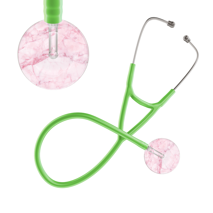Ultrascope Single Stethoscope Light Pink Marble / Adult / Lime Green Marble Cardiology Stethoscope