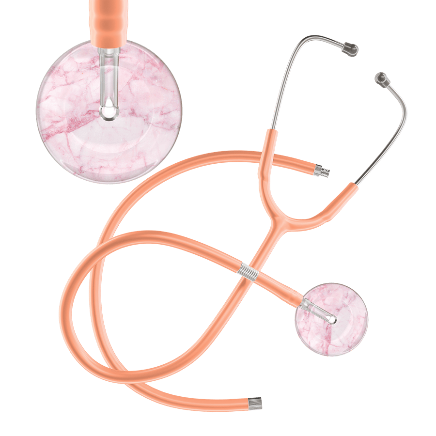 Ultrascope Single Stethoscope Light Pink Marble / Adult / Peach Extended Tubing Marble Stethoscope
