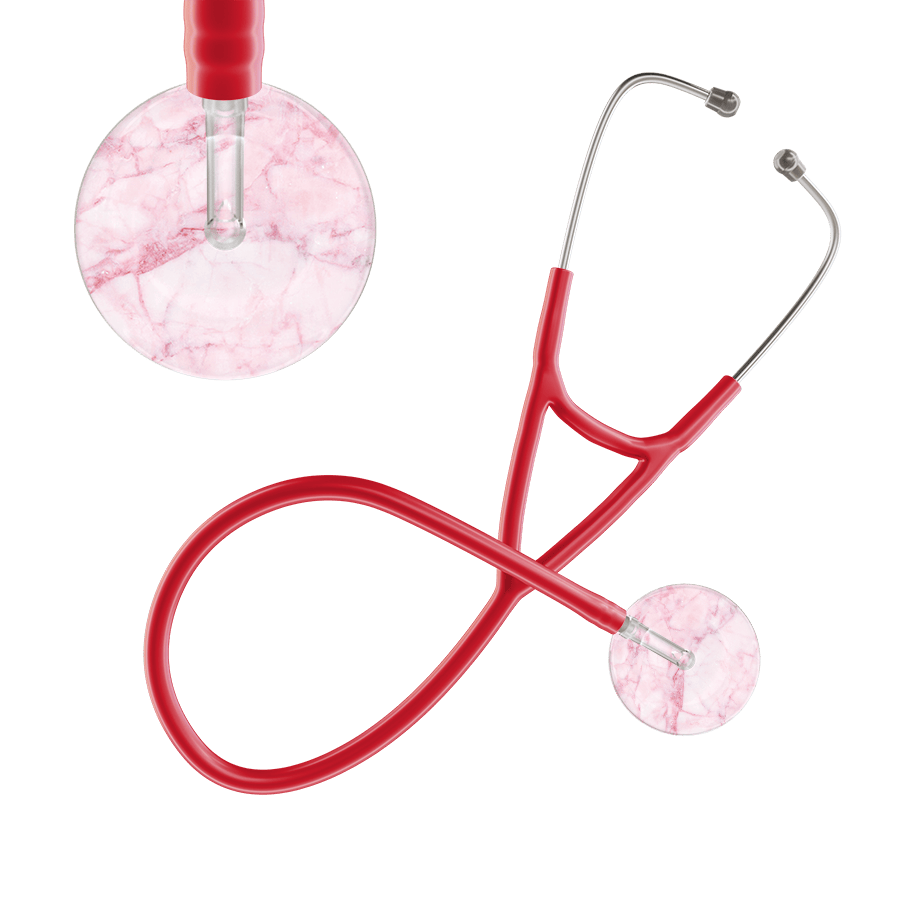 Ultrascope Single Stethoscope Light Pink Marble / Adult / Red Marble Cardiology Stethoscope
