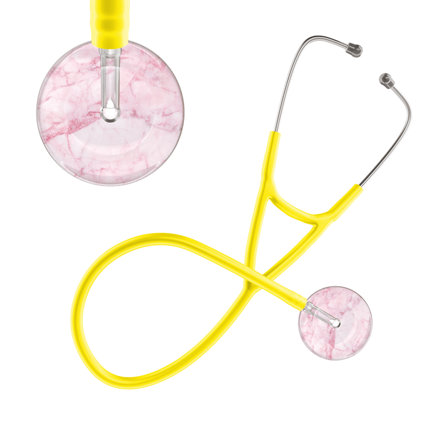 Ultrascope Single Stethoscope Light Pink Marble / Adult / Yellow Marble Cardiology Stethoscope