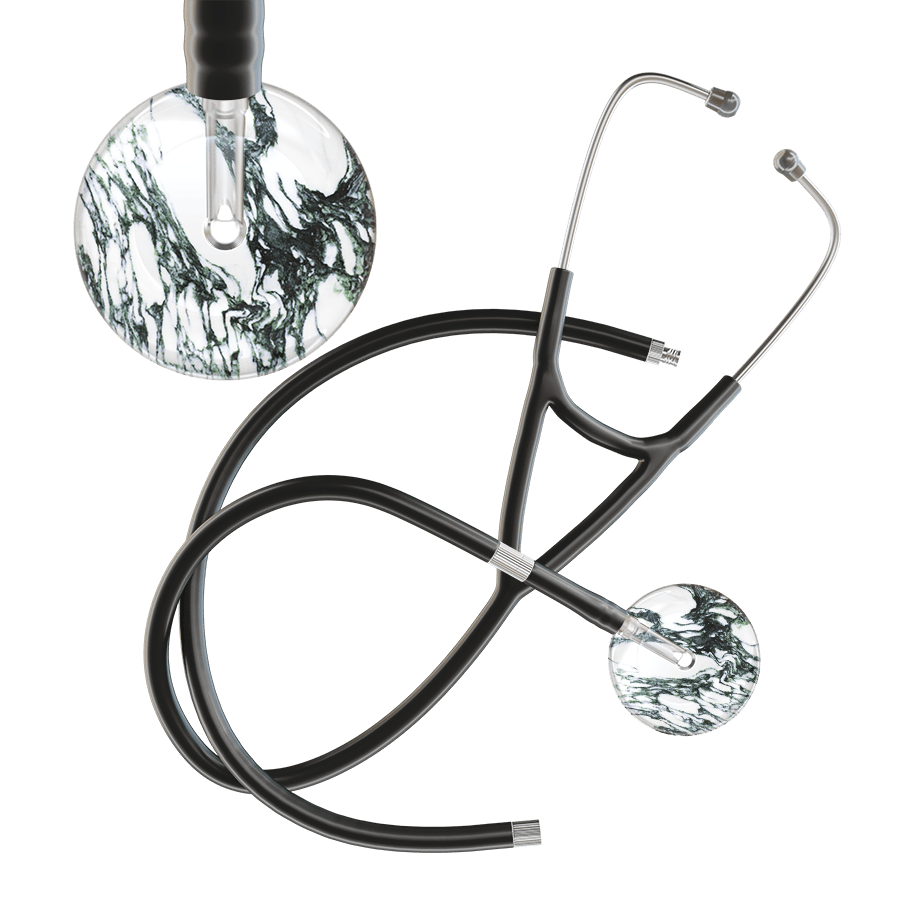 Ultrascope Single Stethoscope Multi Color Marble / Adult / Black Extended Tubing Marble Cardiology Stethoscope