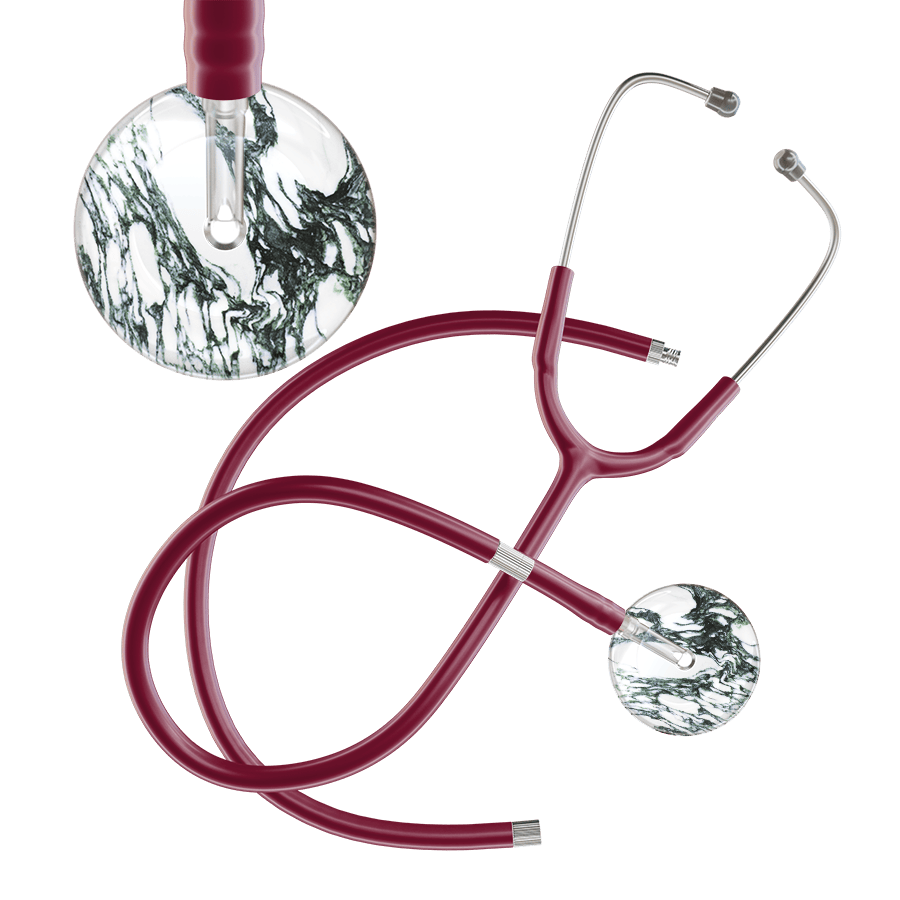 Ultrascope Single Stethoscope Multi Color Marble / Adult / Burgundy Extended Tubing Marble Stethoscope