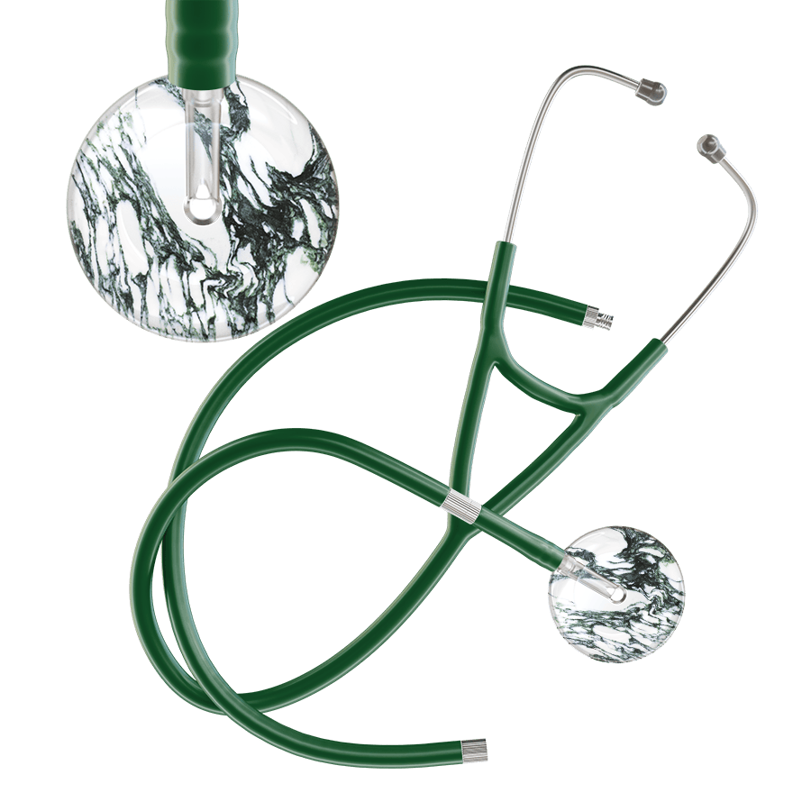 Ultrascope Single Stethoscope Multi Color Marble / Adult / Dark Green Extended Tubing Marble Cardiology Stethoscope