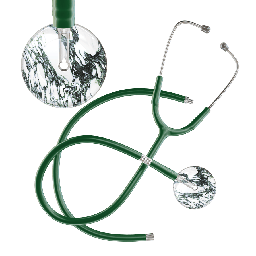 Ultrascope Single Stethoscope Multi Color Marble / Adult / Dark Green Extended Tubing Marble Stethoscope