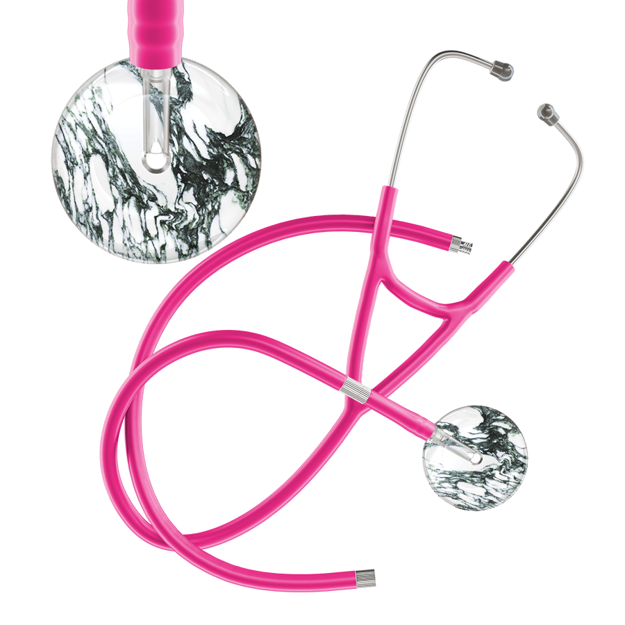 Ultrascope Single Stethoscope Multi Color Marble / Adult / Hot Pink Extended Tubing Marble Cardiology Stethoscope