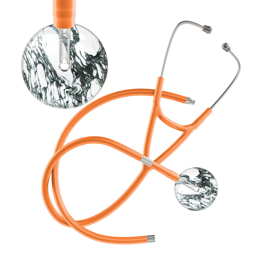 Ultrascope Single Stethoscope Multi Color Marble / Adult / Orange Extended Tubing Marble Cardiology Stethoscope