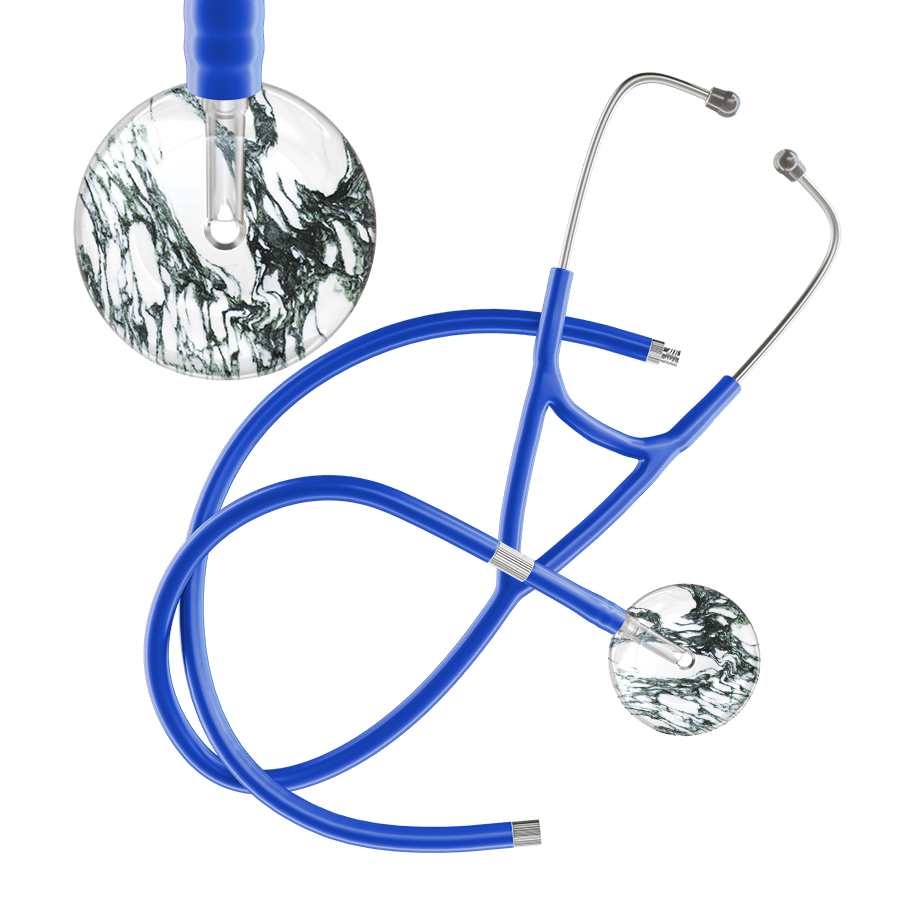 Ultrascope Single Stethoscope Multi Color Marble / Adult / Royal Blue Extended Tubing Marble Cardiology Stethoscope