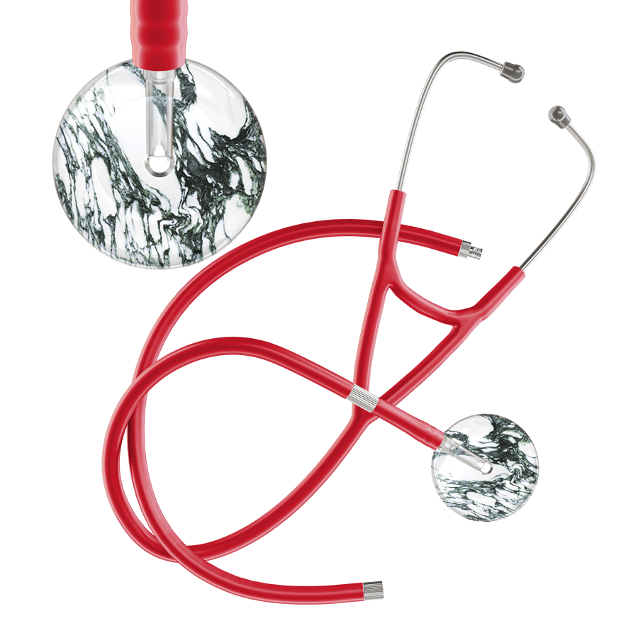 Ultrascope Single Stethoscope Multi Color Marble / Adult / Red Extended Tubing Marble Cardiology Stethoscope