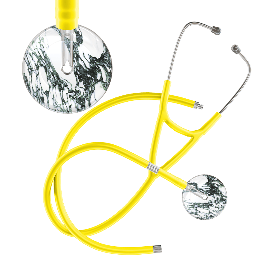 Ultrascope Single Stethoscope Multi Color Marble / Adult / Yellow Extended Tubing Marble Cardiology Stethoscope