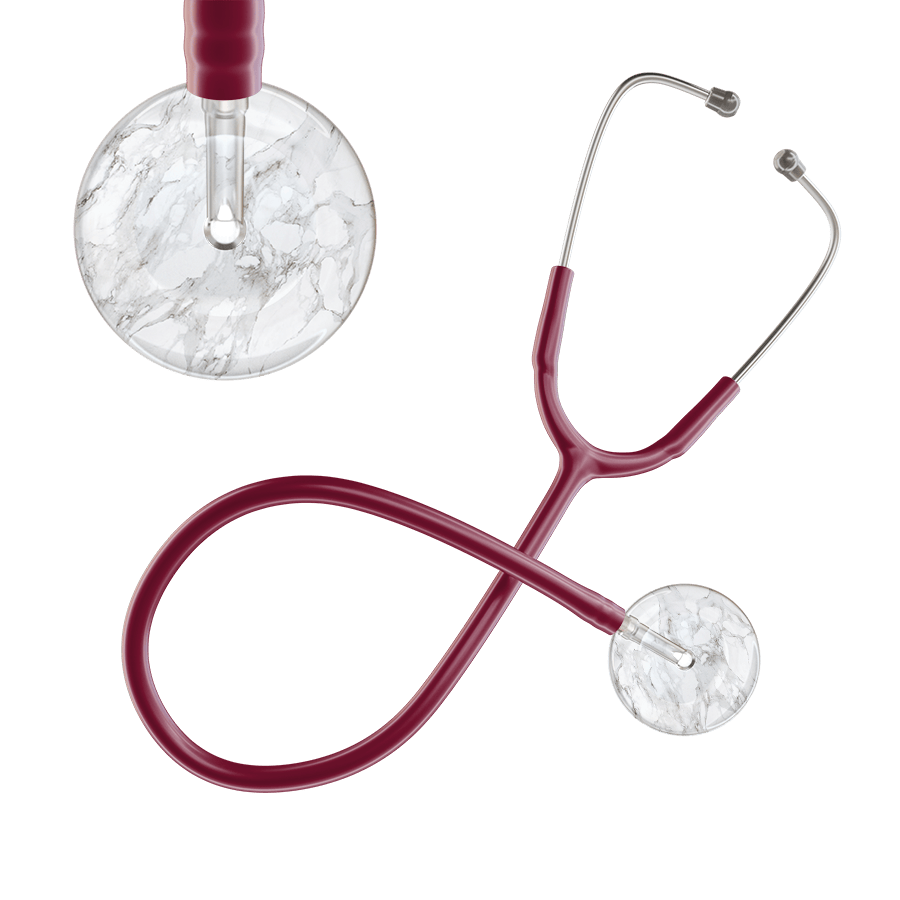 Ultrascope Single Stethoscope White Marble / Adult / Burgundy Marble Stethoscope