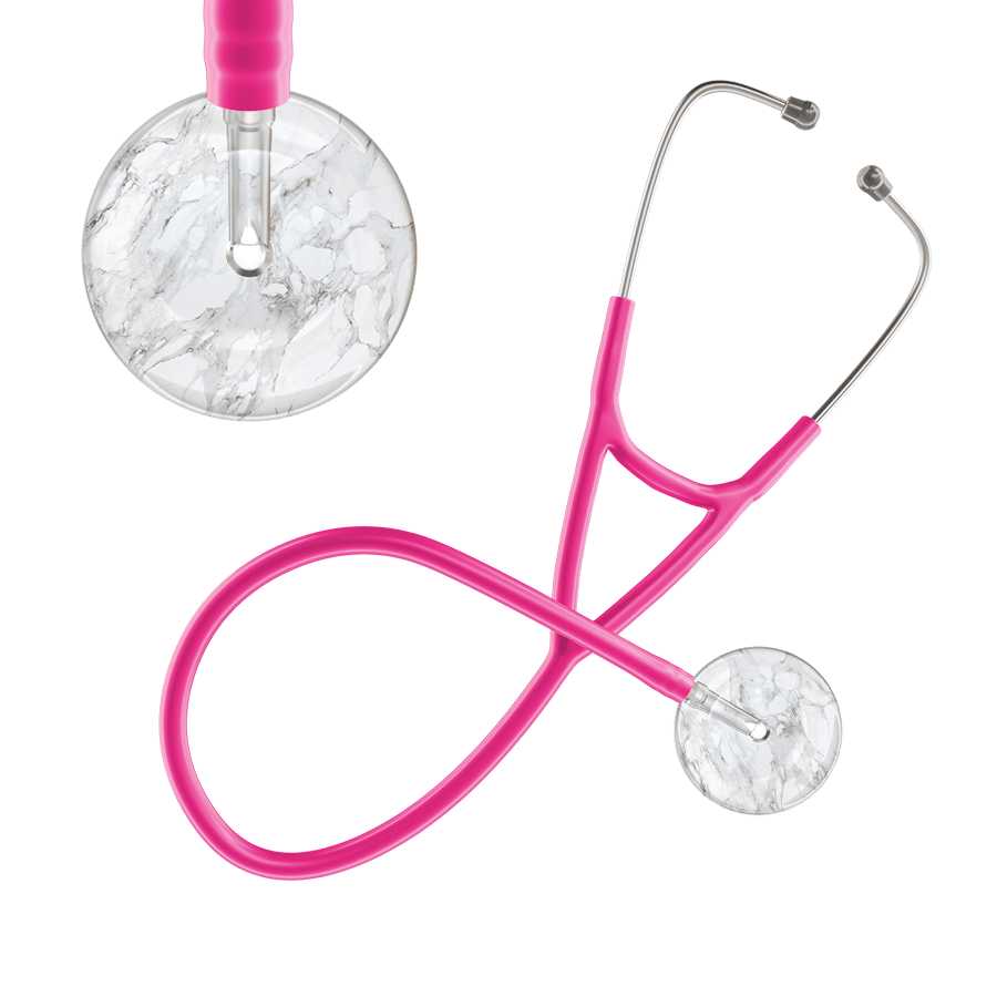 Ultrascope Single Stethoscope White Marble / Adult / Hot Pink Marble Cardiology Stethoscope
