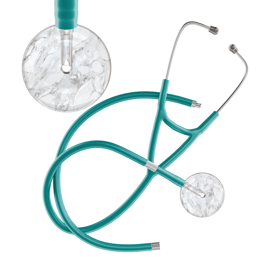 Ultrascope Single Stethoscope White Marble / Adult / Jade Extended Tubing Marble Cardiology Stethoscope
